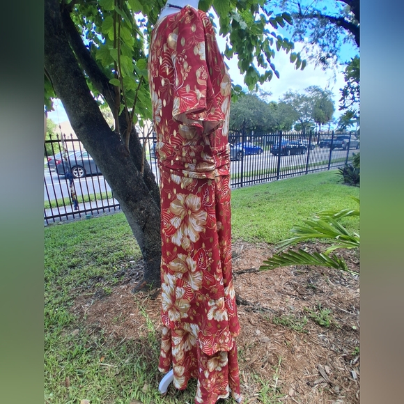 🔥NEW ELEGANT BOHO Red Floral Maxi Dress Size 14 & FREE GIFT - Picture 8 of 13